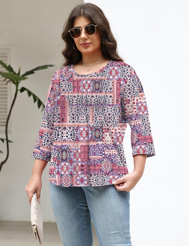 TFSDOD Womens Plus Tops for Women Trendy 2026 Spring Fashion Trends Boho Tops for Women Plus Size Tunic Top Womens Fashion - Image 3