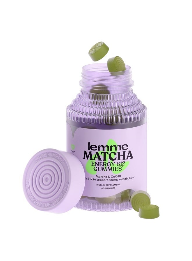 Lemme Matcha Superfood Energy Gummies with Organic Matcha Green Tea, Vitamin B12 and Antioxidant CoQ10 to Support Cellular Energy, Metabolism & Healthy Skin - Vegan, Gluten Free, Non GMO (60 Count) - Image 1
