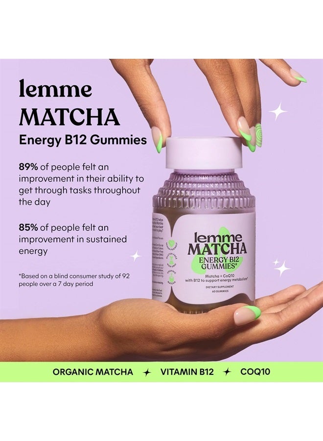 Lemme Matcha Superfood Energy Gummies with Organic Matcha Green Tea, Vitamin B12 and Antioxidant CoQ10 to Support Cellular Energy, Metabolism & Healthy Skin - Vegan, Gluten Free, Non GMO (60 Count) - Image 2
