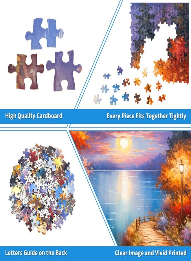 CHengQiSM 1000 Piece Puzzle for Adults, Moonlight Path Puzzles for Adults 1000 Pieces Rural Scene Jigsaw Puzzles 1000 Pieces Country Night Puzzle 1000 Pieces Nightscape Oil Painting Puzzle for Seniors Teens - Image 2