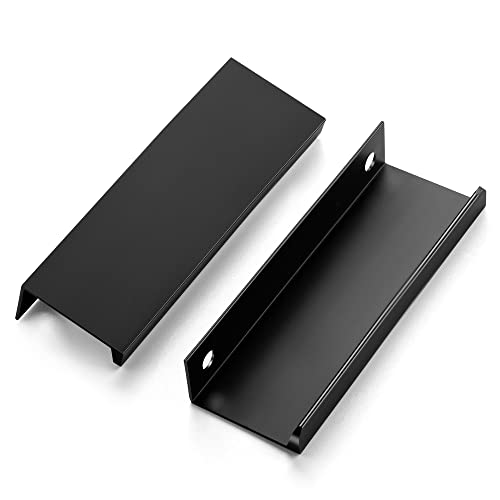 HomeExpert Home Expert 30 Pack Finger Pulls for Cabinets 76mm/3in Hole Center Black Cabinet Handles Edge Pulls for Cabinets Finger Cabinet Handles Concealed Tab Pulls for Kitchen Drawer - Image 1