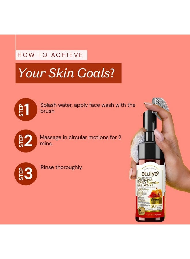 atulya Saffron & Honey Foaming Face Wash With Inbuilt Soft Face Brush Glowing Skin Paraben Sulphate & Silicone Free Suitable For All Skin Types 150Ml - Image 3