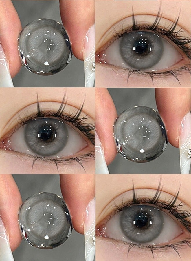 ميل كريك عدسات ميل كريك اللاصقة الملونة 14.2 ملم عدسات هيدروجيل يمكن استخدامها لمدة 12 شهرًا زوج واحد من نظارتين رماديتين - Image 2