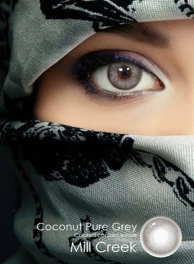 ميل كريك عدسات ميل كريك اللاصقة الملونة 14.2 ملم عدسات هيدروجيل يمكن استخدامها لمدة 12 شهرًا زوج واحد من نظارتين رماديتين - Image 1