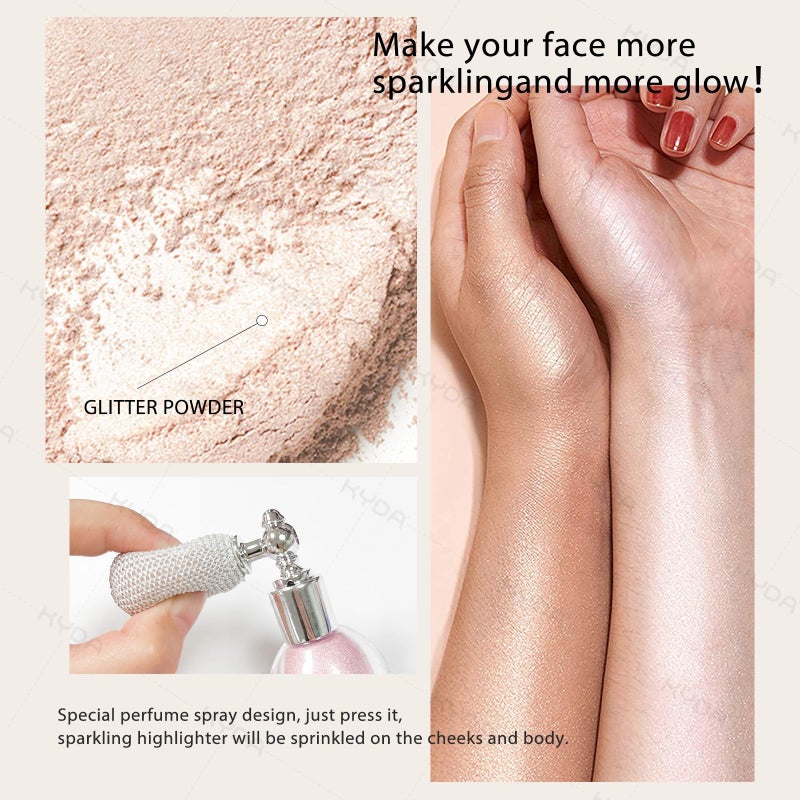 KYDA Silver Glitter Powder Spray, Loose Shimmer Powder, Highlighter Spray Makeup for Face Body Hair, Lasting Glitter Hairspray, Cosmetic Shimmer Makeup - Image 5