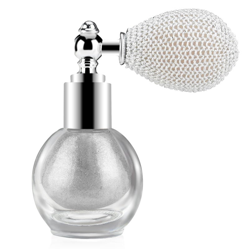 KYDA Silver Glitter Powder Spray, Loose Shimmer Powder, Highlighter Spray Makeup for Face Body Hair, Lasting Glitter Hairspray, Cosmetic Shimmer Makeup - Image 1