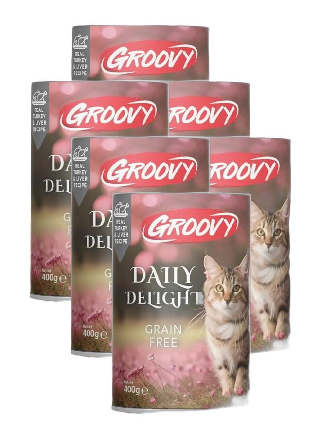 Groovy Daily Delight wet cat food with Turkey and liver 400g Bundle 6 cans - Image 1