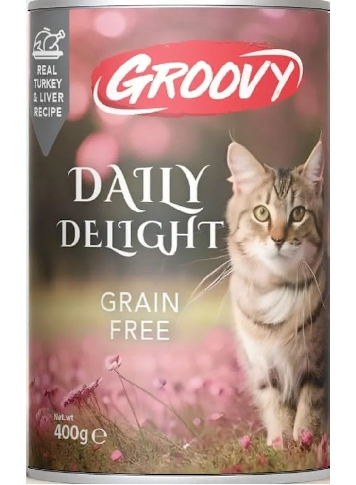 Groovy Daily Delight wet cat food with Turkey and liver 400g Bundle 6 cans - Image 2