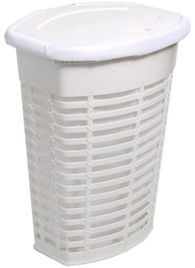 Primanova - Plastic Laundry Basket Large Hamper Laundry Bin For Storing Blankets Clothes Pillows Toys Shoes 50 Liters 47 x 36 x 60 cm-White - Image 1