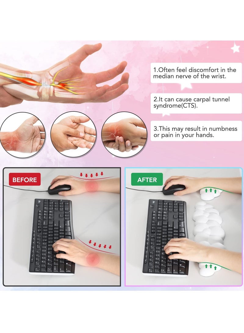 Cool Baby COOLBABY Cloud Wrist Rest Keyboard Memory Foam Keyboard Palm Rest Lightweight With Non-Slip Base for Typing Pain Relief Ergonomic Keyboard Pad with Wrist Support 2PCS - Image 2