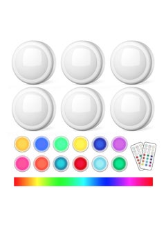 Y&D 6 Pack Puck Light with 2 Remote Control, RGB 13 Colors Changing LED Wireless Under Cabinet Lighting Push Lights Closet Battery Powered Counter 3 AA  - Image 1