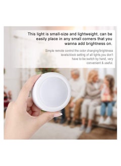 Y&D 6 Pack Puck Light with 2 Remote Control, RGB 13 Colors Changing LED Wireless Under Cabinet Lighting Push Lights Closet Battery Powered Counter 3 AA  - Image 4