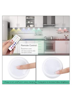 Y&D 6 Pack Puck Light with 2 Remote Control, RGB 13 Colors Changing LED Wireless Under Cabinet Lighting Push Lights Closet Battery Powered Counter 3 AA  - Image 3