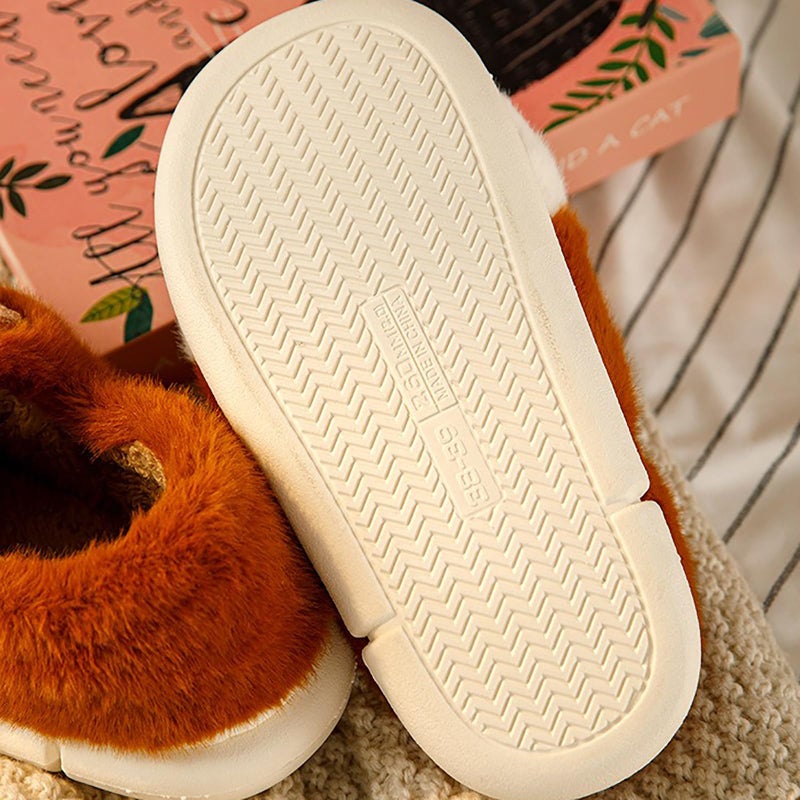 conrtems Plush cat paw slippers with non-slip soles, cozy and cute slippers (Khaki, Adult, Women, 7, Numeric Range, US Footwear Size System, 8, Medium) - Image 5