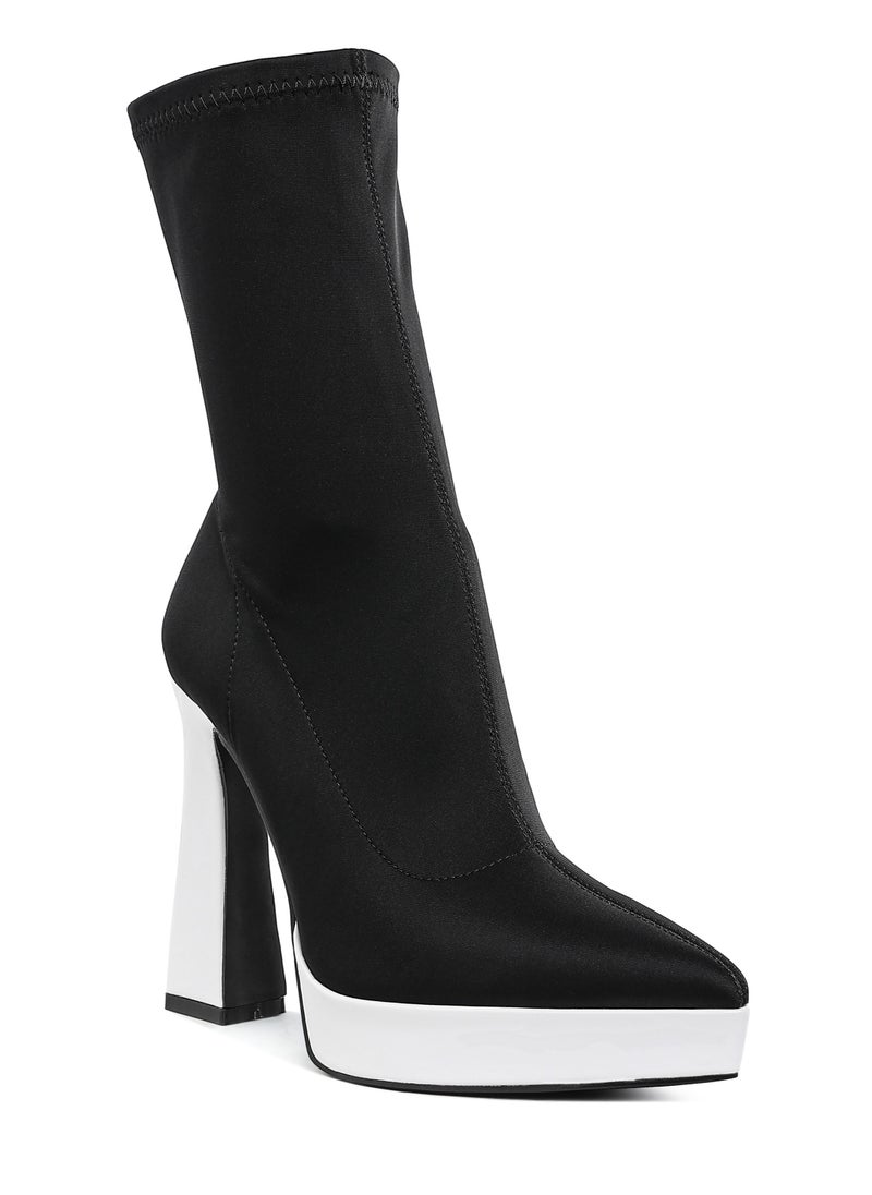 London Rag Contrasting Platform Detail Sock Boots in Black and White  - Image 2