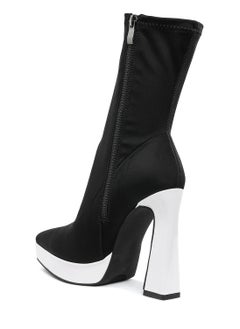 London Rag Contrasting Platform Detail Sock Boots in Black and White  - Image 3