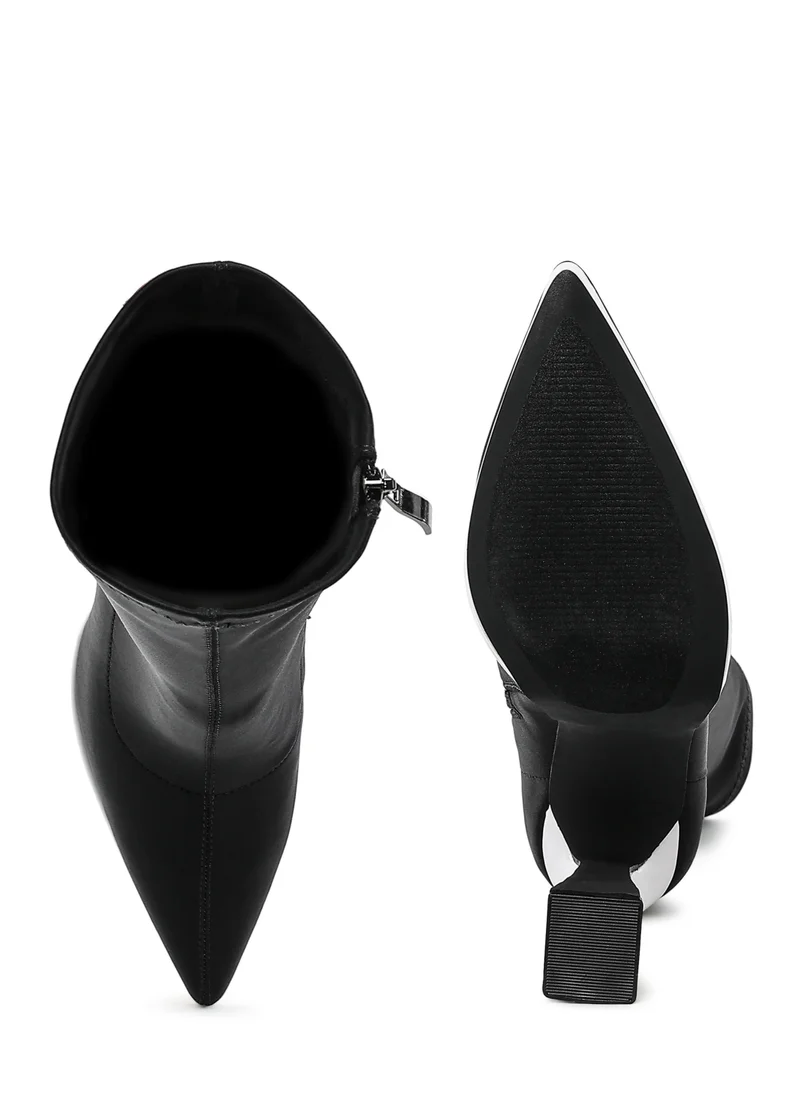 London Rag Contrasting Platform Detail Sock Boots in Black and White