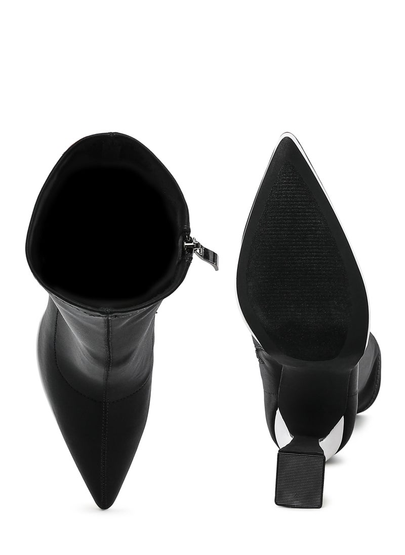 London Rag Contrasting Platform Detail Sock Boots in Black and White  - Image 4
