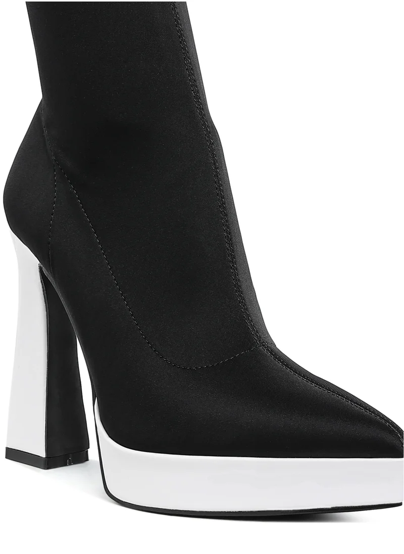 London Rag Contrasting Platform Detail Sock Boots in Black and White