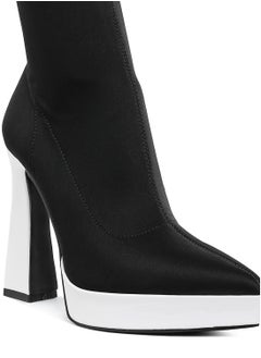 London Rag Contrasting Platform Detail Sock Boots in Black and White  - Image 5