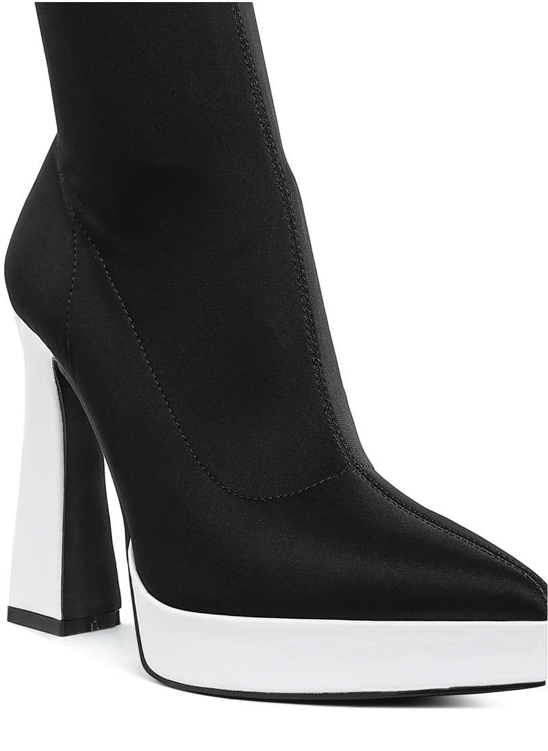 London Rag Contrasting Platform Detail Sock Boots in Black and White  - Image 5