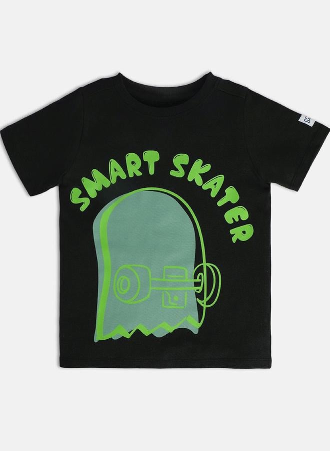 MINIKLUB Boys Cotton Skater Print Round Neck T-Shirt - Image 1