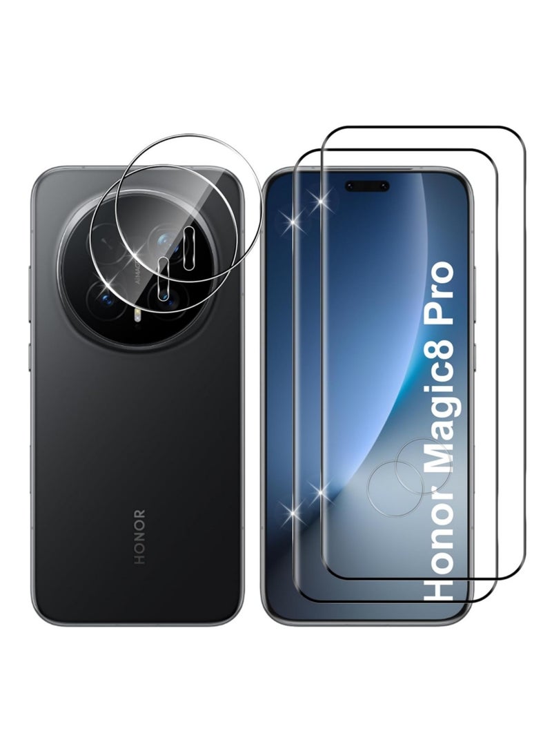 Adando [2+2] Screen Protector Compatible withHonor Magic 8 Pro 5G, 9H Tempered Glass Screen+ Camera Protector Film Scratch Resistant Bubble Free Screen Protector for Honor Magic 8 Pro - Image 1