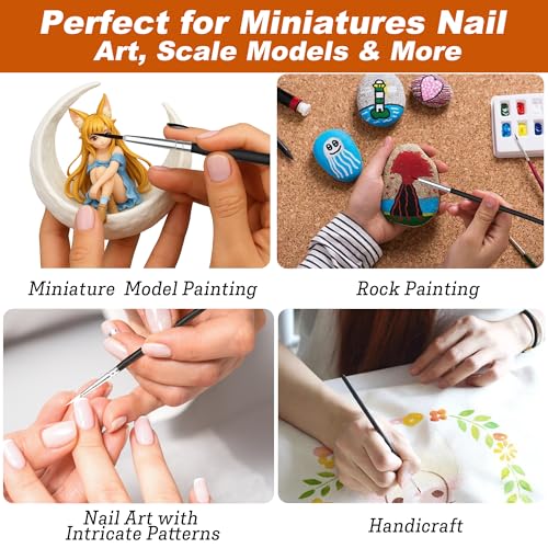 Bonison 30 Pcs Tiny Detail Paint Brushes Set – Fine #0#00#000 Liner Brushes for Miniature, Model, Acrylic & Watercolor, Precision Craft Brushes for Easter Egg Painting, Spring DIY & Holiday Art - Image 5