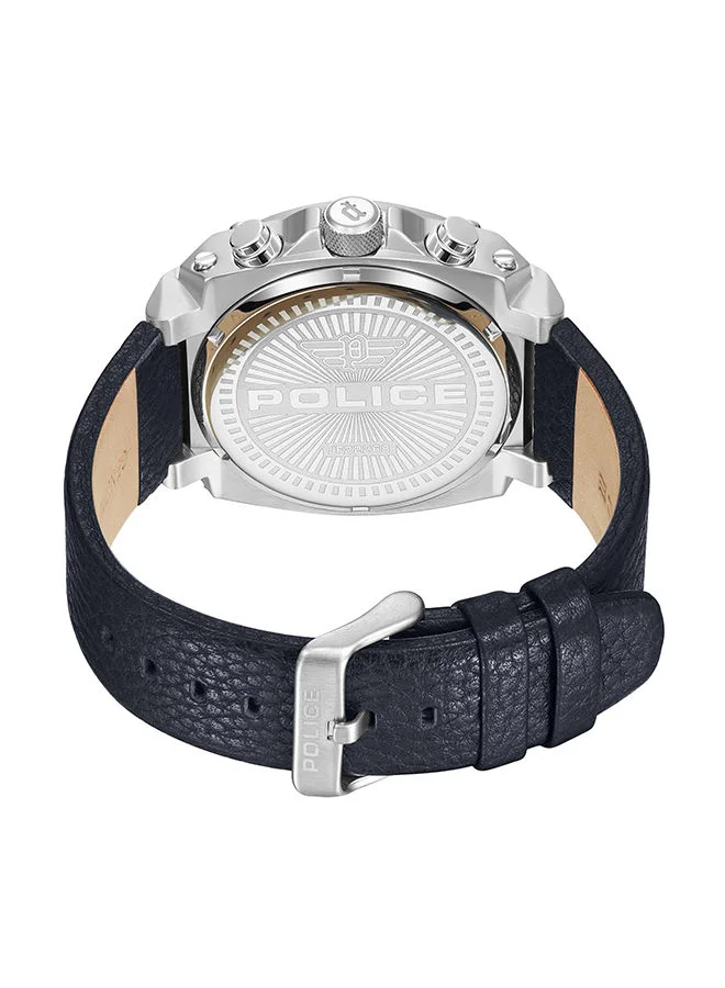بوليس Norwood Watch For Men Silver Dial And Blue Leather Strap