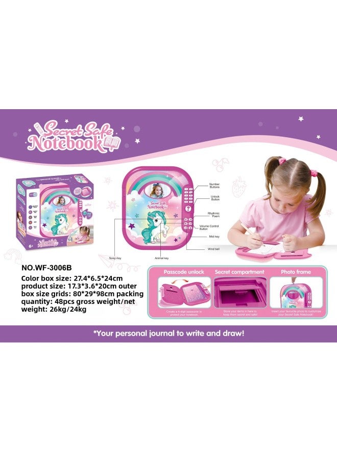 Simulation ATM Cash Machine Mini Password Safe Deposit Box Piggy Bank Automatic Roll Money Piggy Bank Children's Toys-Color:3006b [purple Red] Secret Notebook [minimum Bid Of 48 Pieces] - Image 1