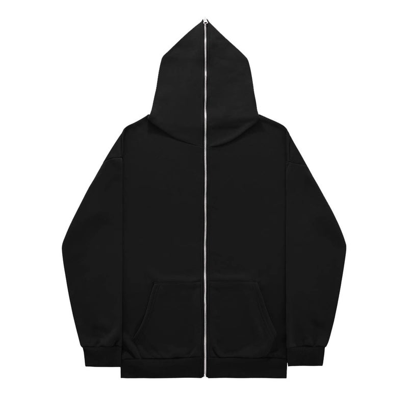 Generic Solid color cross-border sweater supply full zipper hoodie mens blank cardigan zipper hoodie sweater spot Black