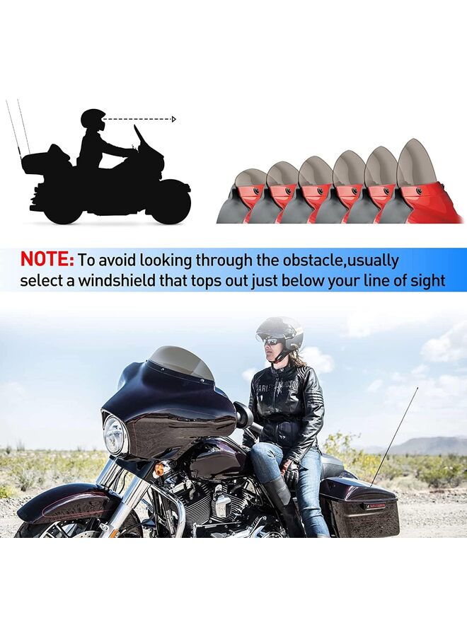 Round Windshield Windscreen Compatible for Harley Davidson Touring 96-13 Street Glide Electra Glide Ultra Classic(Black) - Image 4