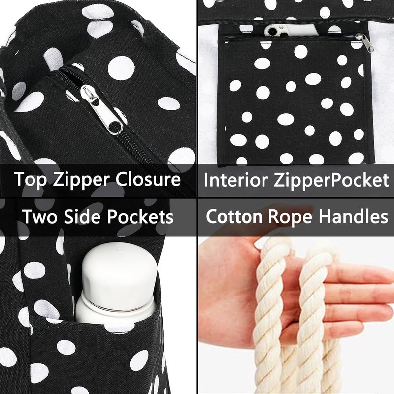 Fammart Large Canvas Beach Bag for Women, Beach Bags Waterproof Sandproof with Zipper & Wet Bag Cruise Essentials - Image 5
