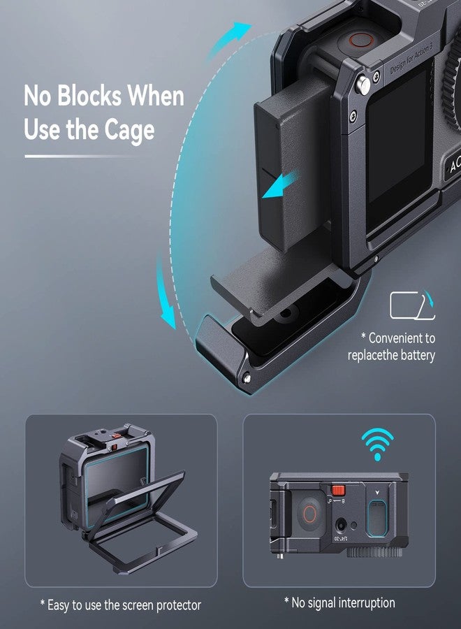 SmallRig Camera Cage for OSMO Action 3, Protective Cage Compatible for DJI Mic, Protective Frame for DJI Osmo Action 3-4119B - Image 3