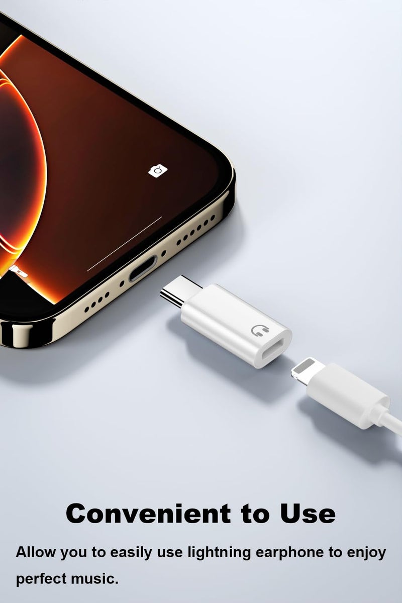 AreMe USB C to Lightning Headphone Audio Adapter, 2 Pack USB C Male to Lightning Female Earbuds Converter Support Line Control, Not for Charging/Data Transfer - Image 3