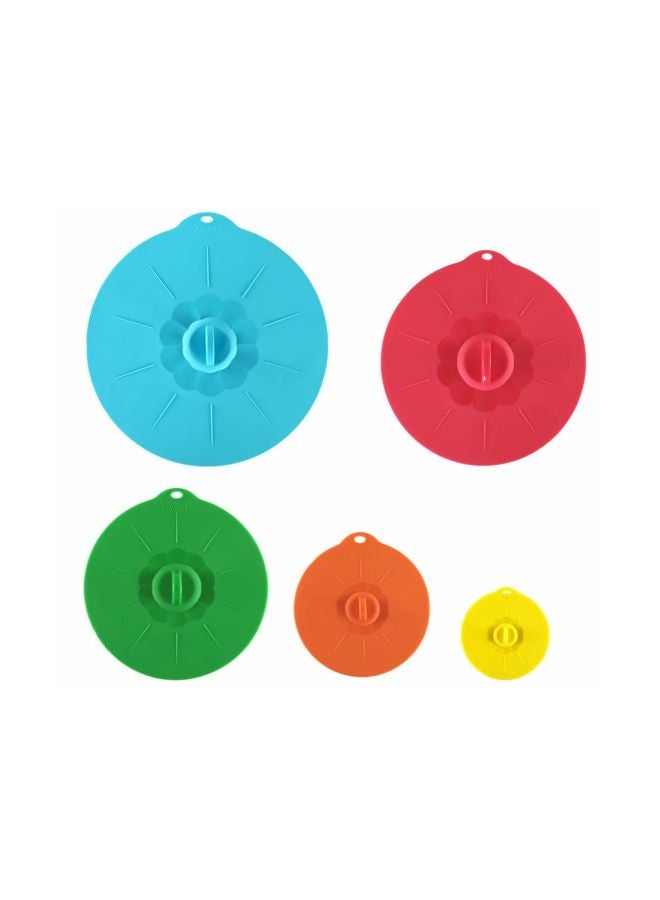 Set Of 5 Silicone Microwave Bowl Cover Set Red/Blue/Green - Image 1