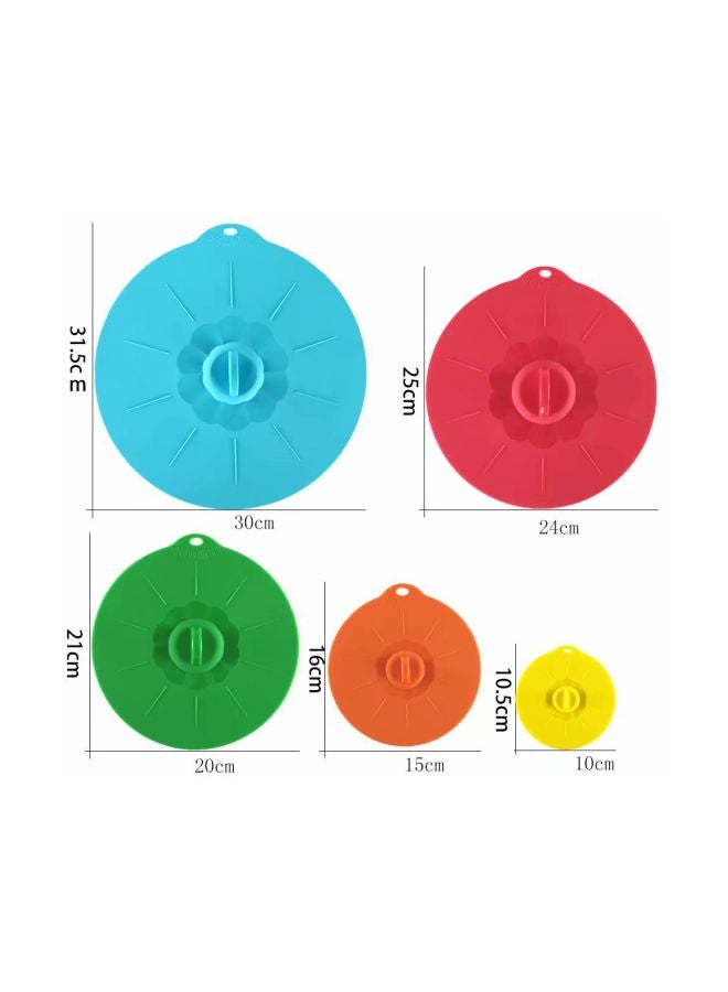 Set Of 5 Silicone Microwave Bowl Cover Set Red/Blue/Green - Image 2