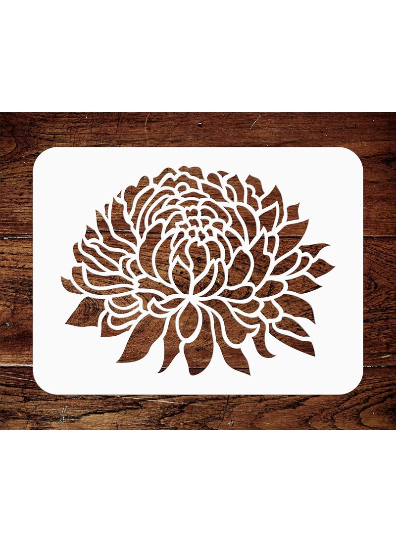 Usnyabni Chrysanthemum Stencil - 6 x 4.5 inch - Reusable Large Flower Flora Mums Wall Stencil Template - Use on Paper Projects Scrapbook Journal Walls Floors Fabric Furniture Glass Wood etc.  - Image 2