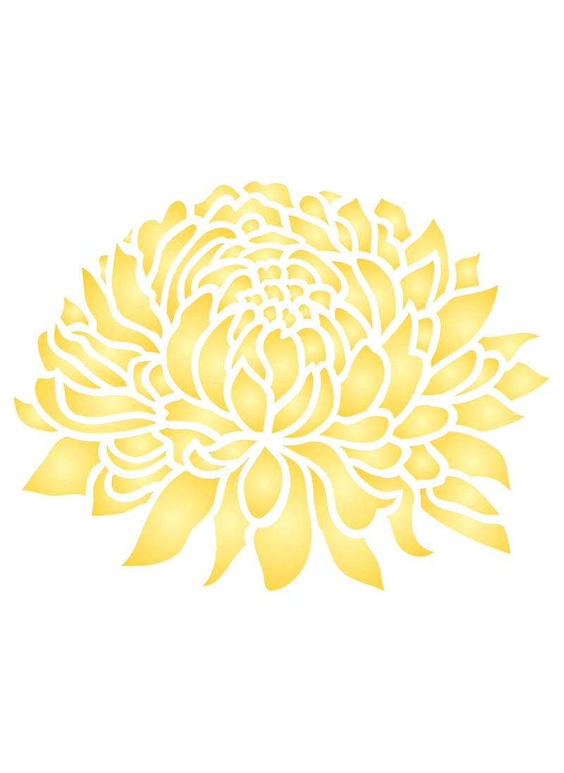 Usnyabni Chrysanthemum Stencil - 6 x 4.5 inch - Reusable Large Flower Flora Mums Wall Stencil Template - Use on Paper Projects Scrapbook Journal Walls Floors Fabric Furniture Glass Wood etc.  - Image 1