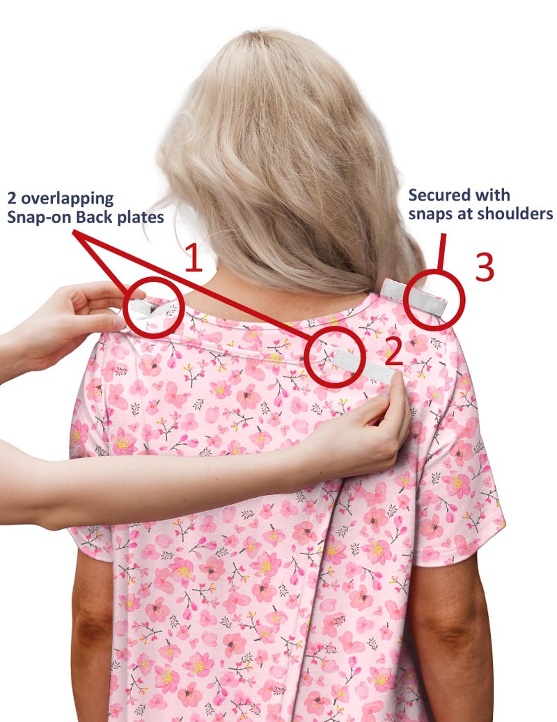 Deyeek Women's Adaptive Open Back Night Gown For Ladies - Assisted Dressing Hospital Gowns for Women With Shoulder Snaps XL - Image 4