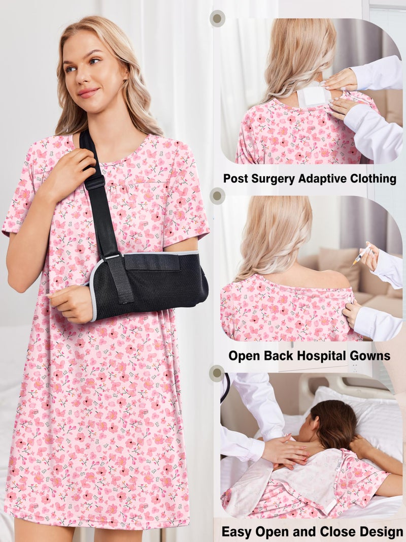 Deyeek Women's Adaptive Open Back Night Gown For Ladies - Assisted Dressing Hospital Gowns for Women With Shoulder Snaps XL - Image 5