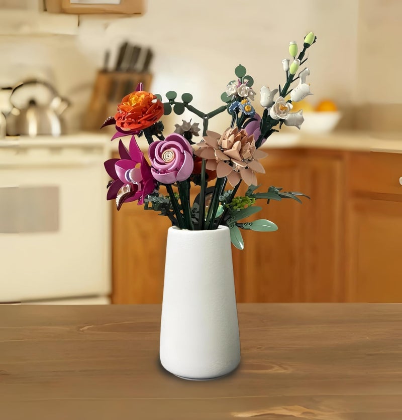 OTDCGI Simple Vase for Flowers Plants, Matte Vases for Modern Table Shelf Home Decor Wedding Boho Decor, 6" H Frosted Elegant Ceramic Vase for Pampas Grass Fluffy Stem Bouquet Lavender Flowers (White, 1) - Image 4