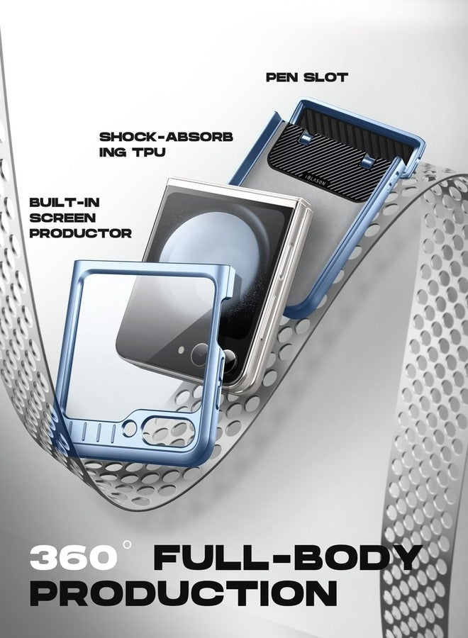 آي-بلاسون جراب i-Blason Journey لهاتف Samsung Galaxy Z Flip 5 (2023) مع واقي شاشة مدمج وحامل، جراب حماية متين لكامل الجسم لهاتف Z Flip 5 مع حماية المفصلة الدوارة تلقائيًا (أزرق) - Image 3
