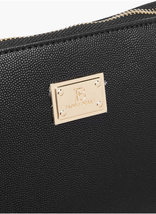 Flora Bella By Shoexpress Textured Shoulder Bag with Detachable Strap and Zip Closure  - Image 4