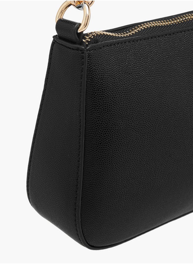 Flora Bella By Shoexpress Textured Shoulder Bag with Detachable Strap and Zip Closure  - Image 5
