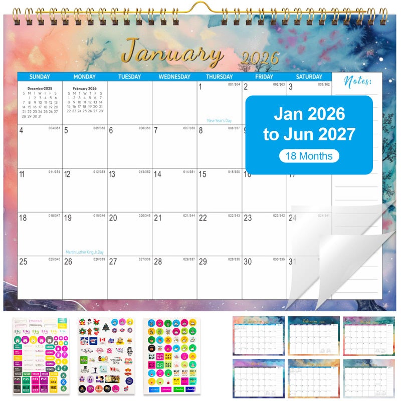 Gannyfer Calendar 2025-2026 - 18 Month Wall Calendar 2025-2026 from July 2025 to December 2026, Hanging Spiral Bound Magnetic Fridge Wall Calendars 11" x 8.5", Teacher Supplies, Perfect for Home School Office - Image 1