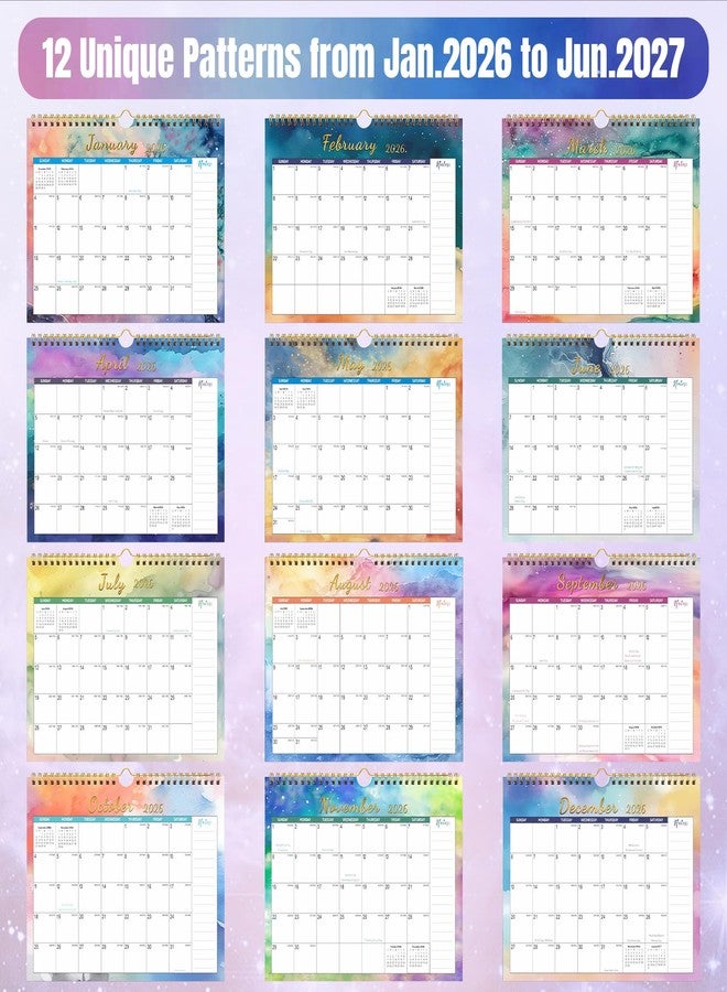 Gannyfer Calendar 2025-2026 - 18 Month Wall Calendar 2025-2026 from July 2025 to December 2026, Hanging Spiral Bound Magnetic Fridge Wall Calendars 11" x 8.5", Teacher Supplies, Perfect for Home School Office - Image 4