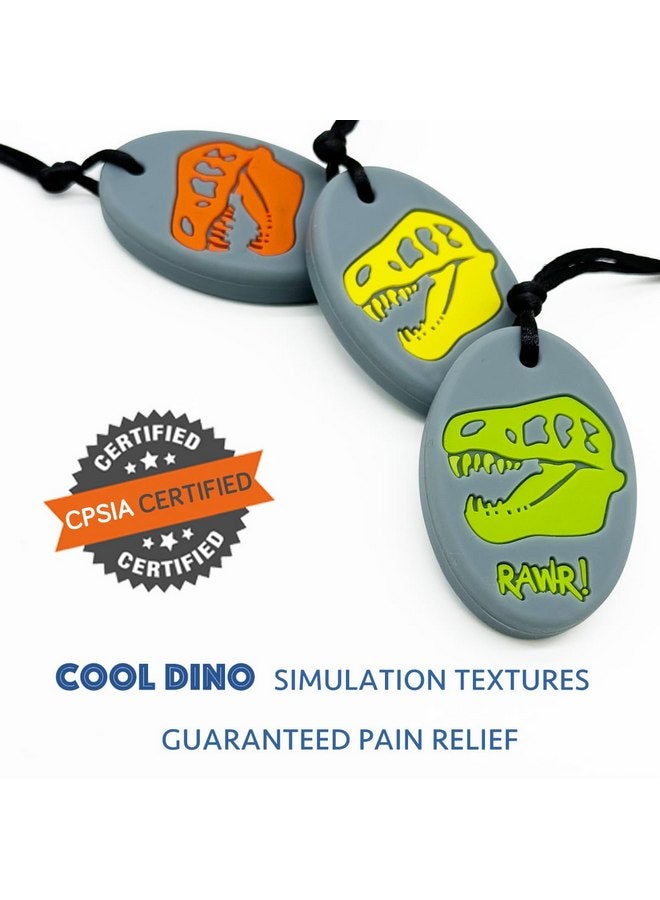 QUALEAP Xtra Tough (XT) Dino Sensory Chew Necklace for Kids, Boys or Girls - Chewing Necklace Teething Necklace Teether Necklace Chew Toys - Teething Toys Designed for Autism Aggressive Chewers - Image 3
