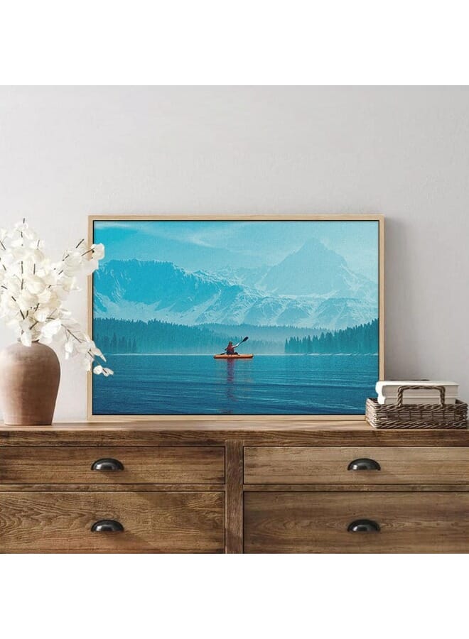 Home Gallery Woman Kayaking Into A Lake With Mountains Canvas Wall Art  - Image 4
