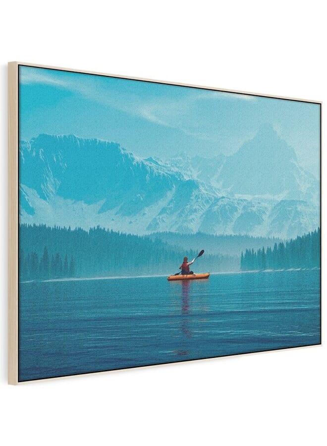 Home Gallery Woman Kayaking Into A Lake With Mountains Canvas Wall Art  - Image 5